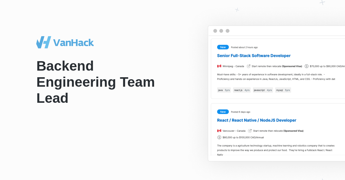 Backend Engineering Team Lead VanHack